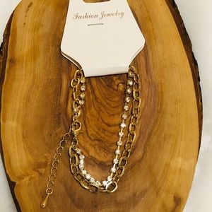 Gold Double Strand Rhinestone Bracelet